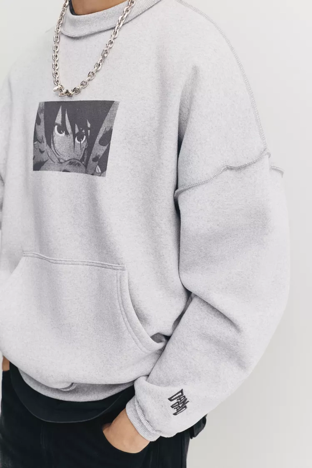 PULL&BEAR Толстовка Dan Da Dan, серый меланж