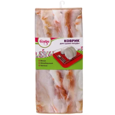 Коврик для сушки посуды 38*50см «Мрамор» оранжевый