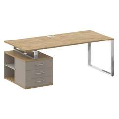 Shift Стол руководителя с опорной тумбой, левый SK.SRT-200 (L) Тиквуд Светлый/Капучино 2000*904*753