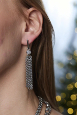 Серьги кисти "Богема" с цирконами, оттенок серебро