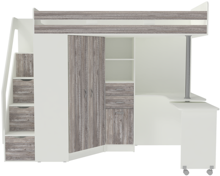 Кровать-чердак КарИВи Мийа Белый  Бетон