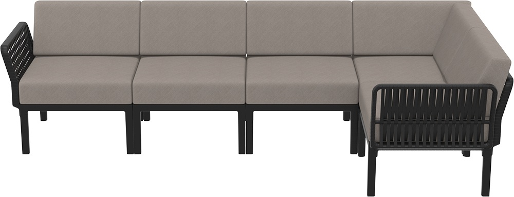 Комплект пластиковой мебели Siesta Contract Portofino Lounge Corner, черный, светло-коричневый