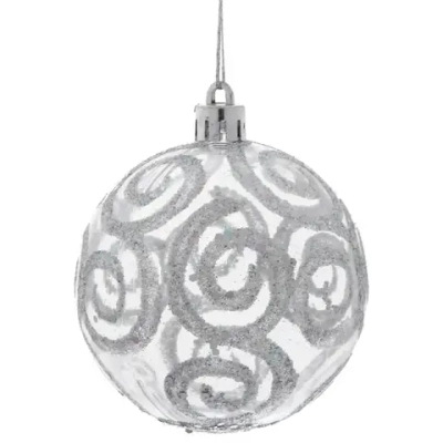 Новогодние шары 7см (набор 3шт) «Зимние узоры», серебро