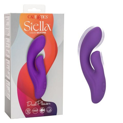 Фиолетовый вибратор-кролик Stella Liquid Silicone Dual Pleaser - 17,25 см. (Цвет: фиолетовый)