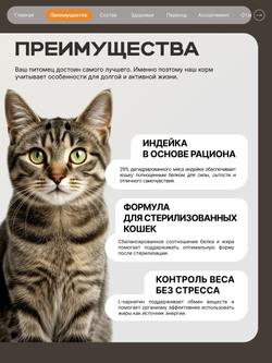 Корм сухой для стерилизованных кошек всех пород, с индейкой, 2 кг, QUATTRO