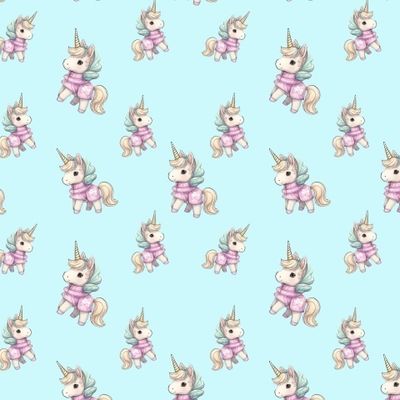 Единорожки на мятно-голубом.