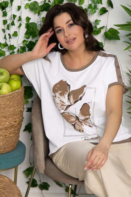 Блуза Валетта (бело-коричневая) Б13405-20М LT Collection