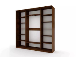 Шкаф купе Модерн 2362х450 4-х дверный 3-х секционный зеркальный с пескоструем №1 венге