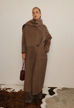 Пальто двустороннее оверсайз с шарфом