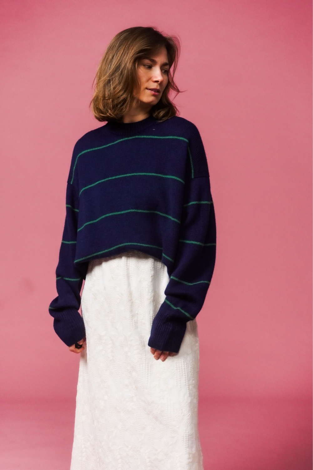 Пуловер Зое из кашемира с мериносом в полоску