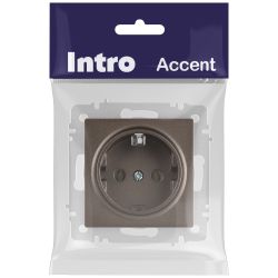 Розетка Intro Accent 6-202-08 2P+E Schuko 16А-250В IP20 СУ AL/CU бронза | Intro