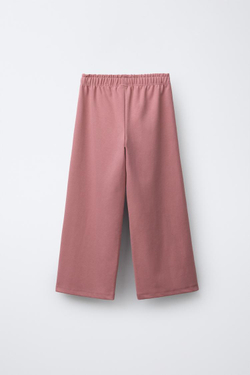 ZARA КОМПЛЕКТ ИЗ ТОЛСТОВКИ И БРЮК WIDE LEG ИЗ ТКАНИ ИНТЕРЛОК, РОЗОВЫЙ