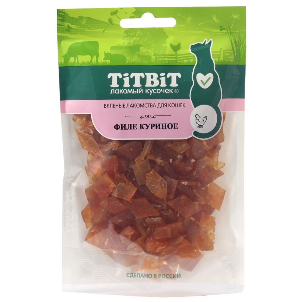 Вяленое лакомство для кошек Titbit Филе куриное, Пакет 50 г Вяленое лакомство для кошек Titbit Филе куриное, Пакет 50 г
