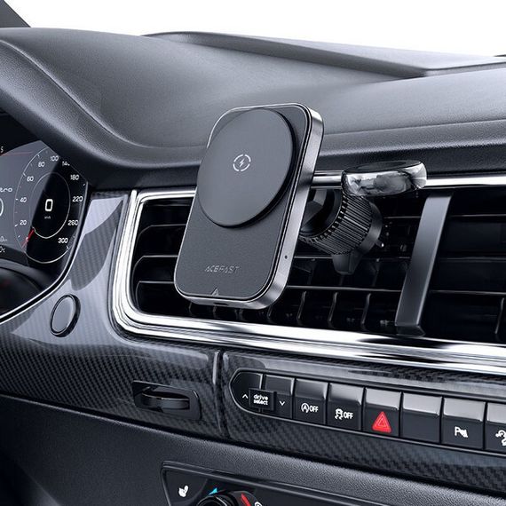 Автомобильный магнитный держатель AceFast D18 2-in-1 с функцией беспроводной зарядки (AF-D18-BK) Black