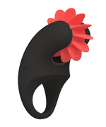 Черное эрекционное кольцо KISS с движущимися лепестками (Цвет: черный с красным)