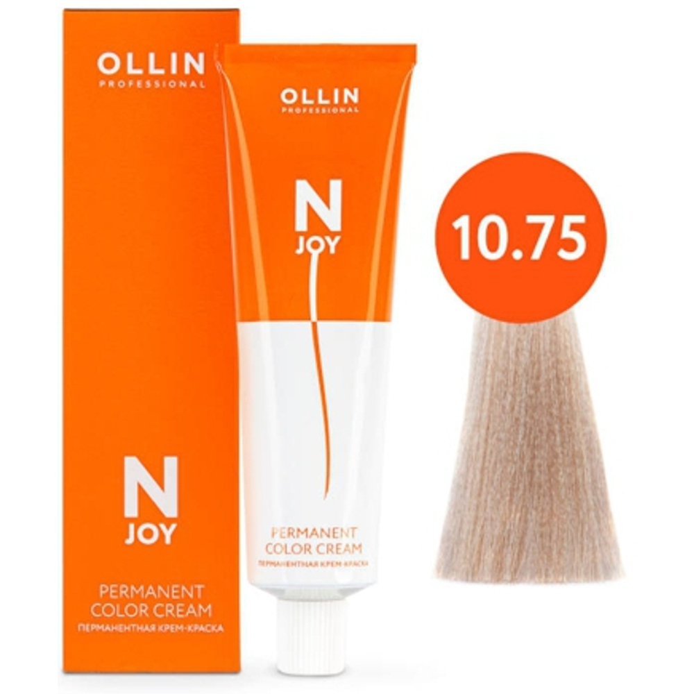 OLLIN PROFESSIONAL N-JOY - перманентная крем-краска для волос 10/75 – светлый блондин коричнево-махагоновый, 100 мл