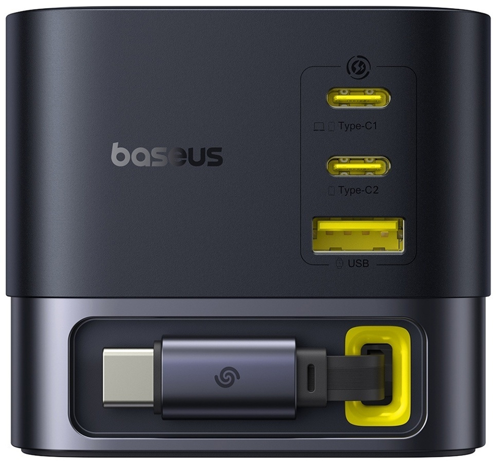 Зарядное устройство Baseus Super GaN Desktop with Retractable Cable 3C+U 100W USB Type-C, USB черный