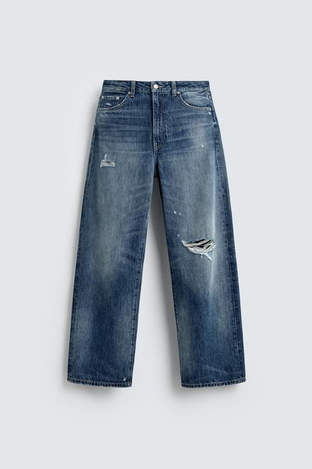 ZARA HARRY LAMBERT X DISNEY ДЖИНСЫ-БАГГИ СО СРЕДНЕЙ ПОСАДКОЙ, МОРСКОЙ СИНИЙ