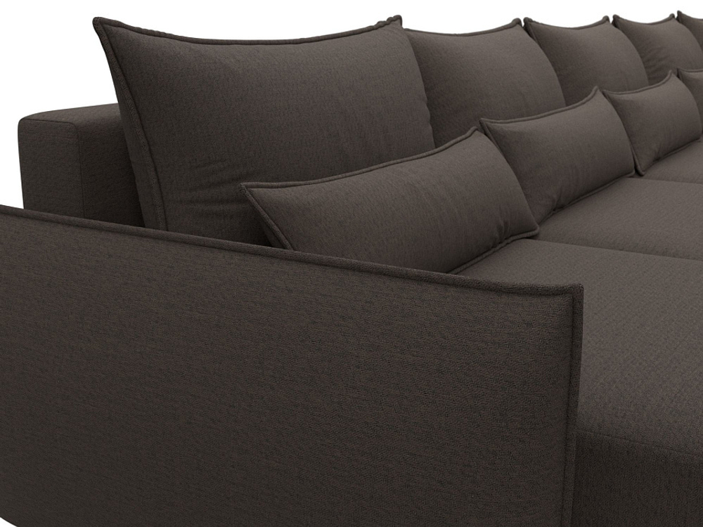 Диван П-образный Лига-051 НПБ МегаЛонг рогожка Амур 05 коричневый