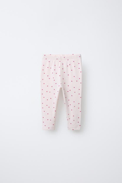 ZARA НАБОР ИЗ ДВУХ ЛЕГИНСОВ С СЕРДЕЧКАМИ И ОДНОТОННЫХ, РОЗОВЫЙ