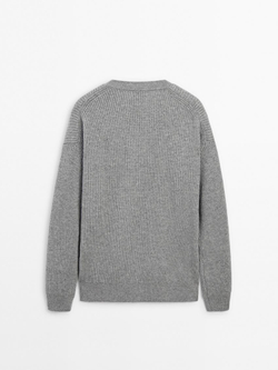 Massimo Dutti Свитер из 100% кашемира, серый меланж