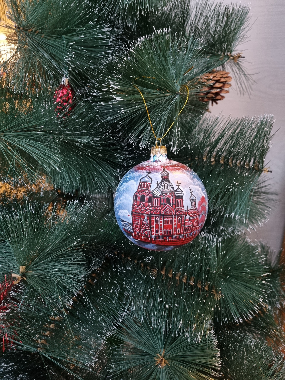 Шар стеклянный "Спас на крови",  ручная роспись