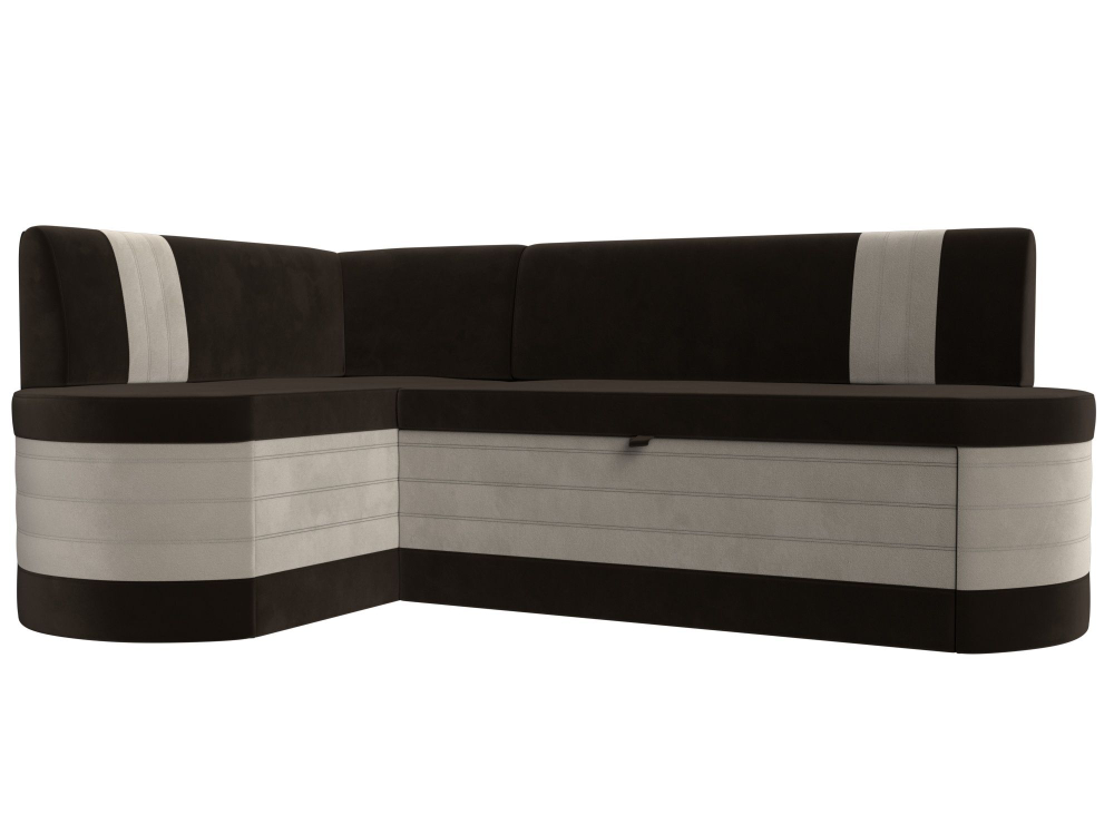 Диван кухонный угловой Токио левый угол, Коричневый\Бежевый, Микровельвет, 28652L