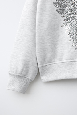 ZARA ХУДИ С ПАЙЕТКАМИ, СЕРЫЙ МЕЛАНЖ