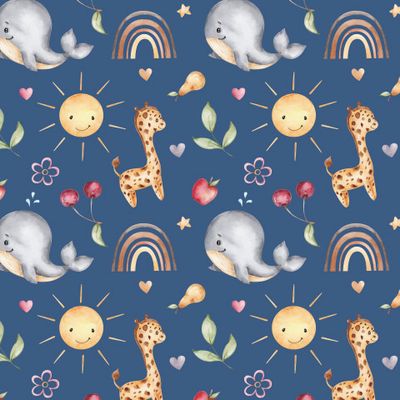 Детский принт (на синем фоне)