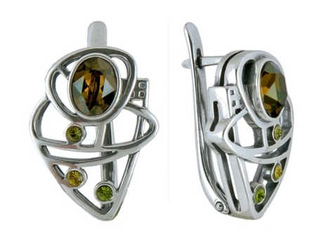 "Рени" серьги в серебряном покрытии из коллекции "Модерн" от Jenavi  с английским замком