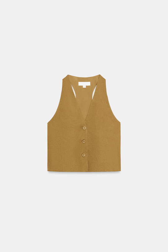 ZARA ЖИЛЕТ С ПУГОВИЦАМИ, ОХРА
