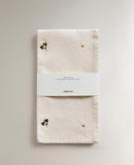 ZARA HOME КУХОННОЕ ПОЛОТЕНЦЕ С ВЫШИВКОЙ, ЗЕЛЕНЫЙ
