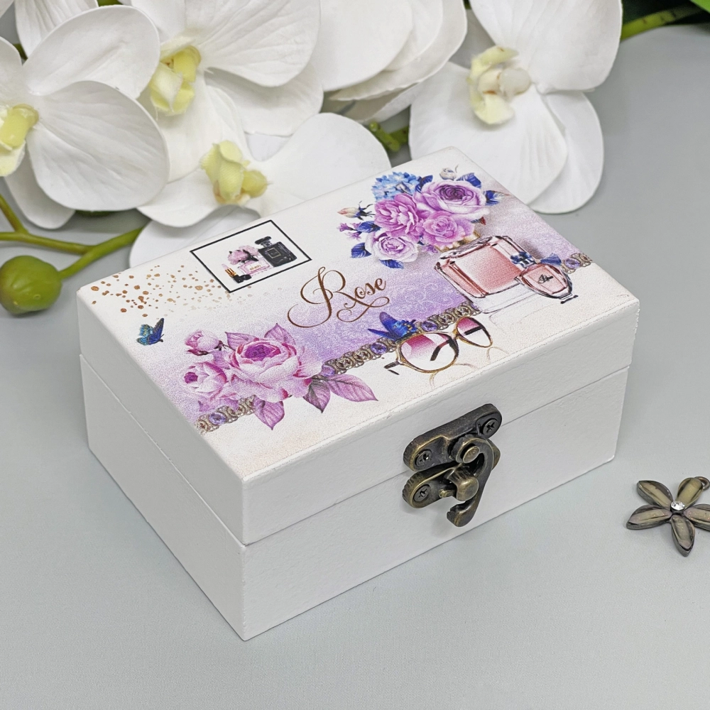 Шкатулка деревянная с зеркалом «МАРЦИПАН», пудровые пионы, 9.5*6.5*5см (в коробке)