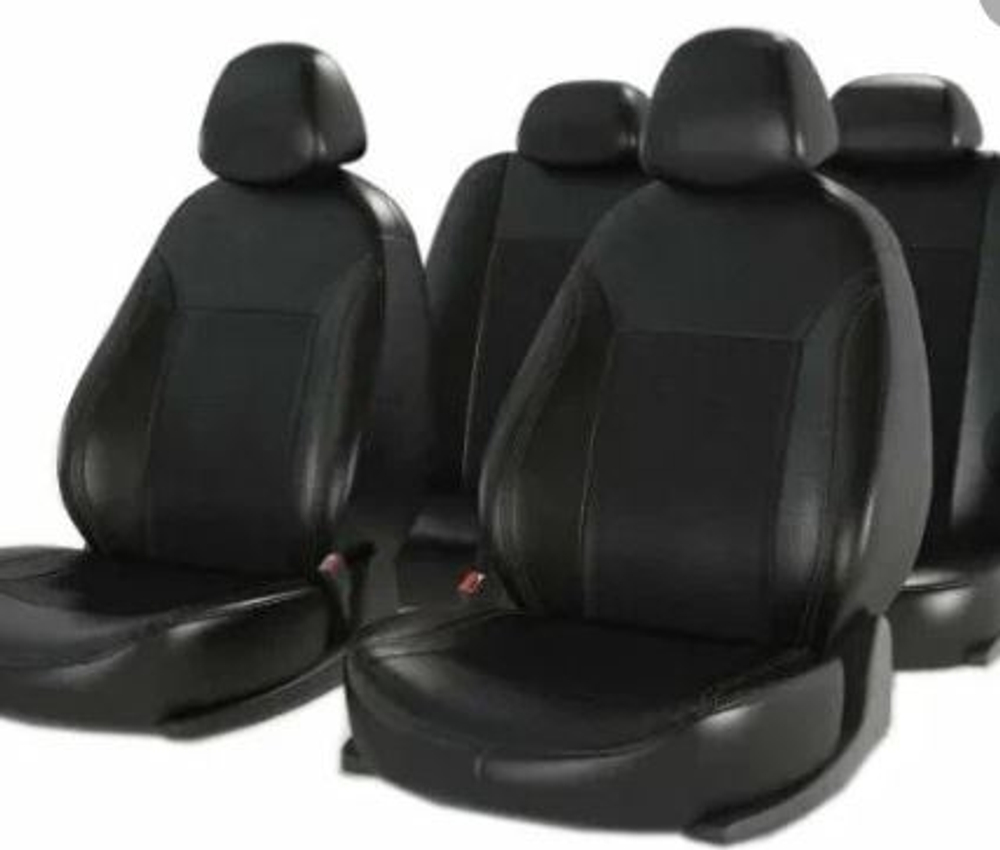 Чехлы на сидения CarFashion «ATOM LEATHER» 10952 - Экокожа -черный/черный перфор/шов черный