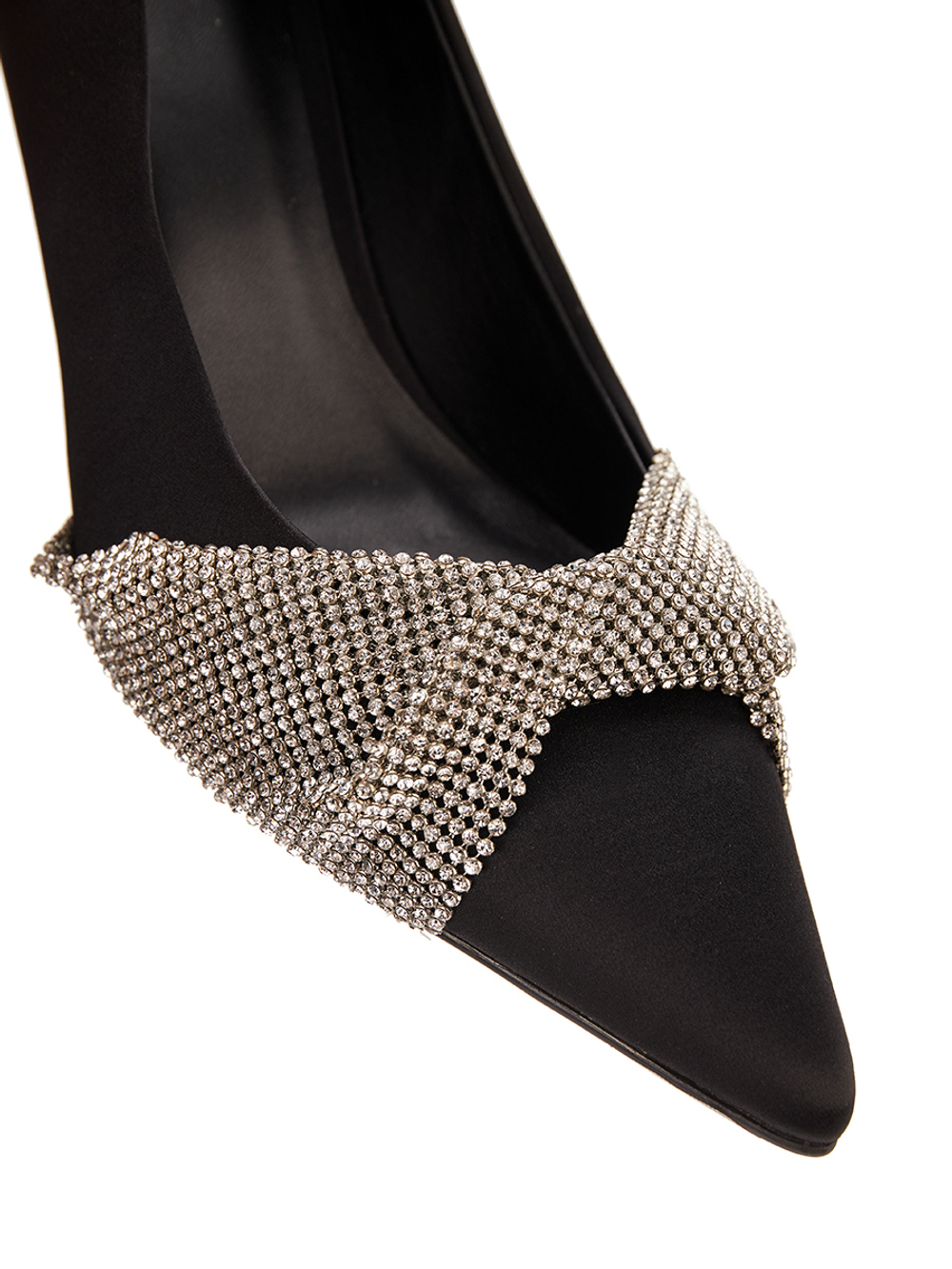 Женские туфли замшевые чёрные с бантом из страз