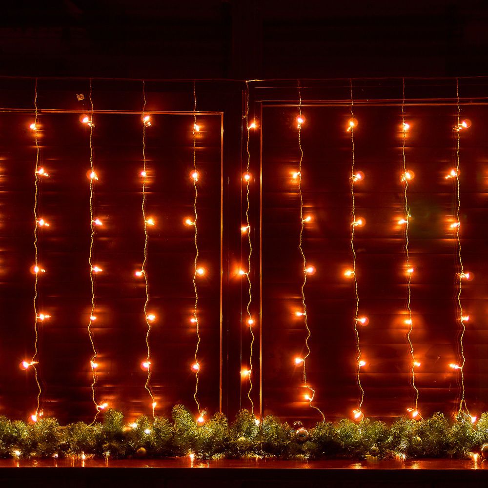 ULD-C3020-160-DTA AMBER IP20 Занавес светодиодный. 3х2м. 160 светодиодов. Янтарный свет. Провод прозрачный. TM Uniel