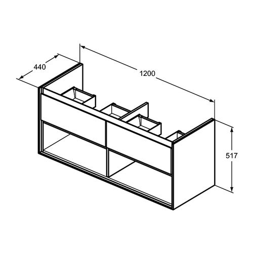 Тумба под раковину Ideal Standard CONNECT AIR 120, с открытым пространством для хранения, серый (E0829EQ)