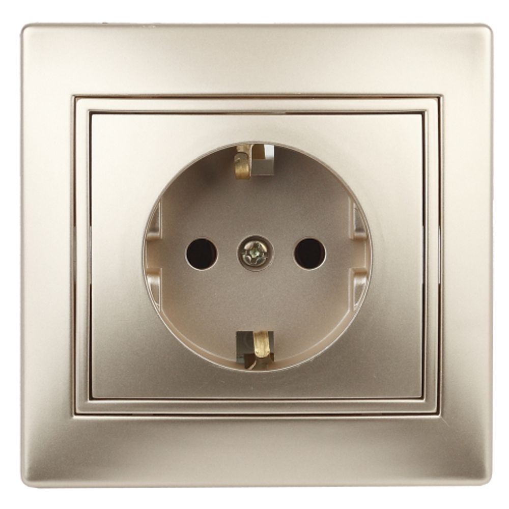 1-206-04 Intro Розетка 2P+E Schuko со шторками, 16А-250В, IP20, СУ, Plano, шампань | Intro Plano Шампань
