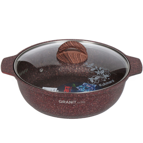 Кастрюля-жаровня алюминий, антиприг, 3 л, с крыш, Kukmara, Granit Ultra, жга31а, красн