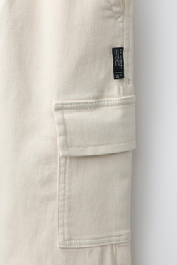 ZARA БРЮКИ КАРГО, ЦВЕТ СЛОНОВОЙ КОСТИ