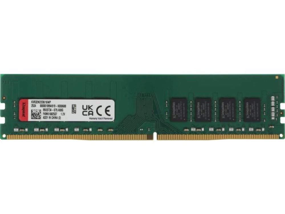 Оперативная память Kingston KVR32N22D8/16WP, DDR4 1х 16ГБ 3200 МГц, DIMM, RTL