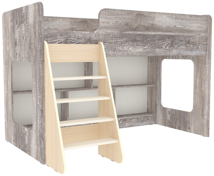 Кровать-чердак КарИВи Л-22.1   Дуб Молочный Бетон