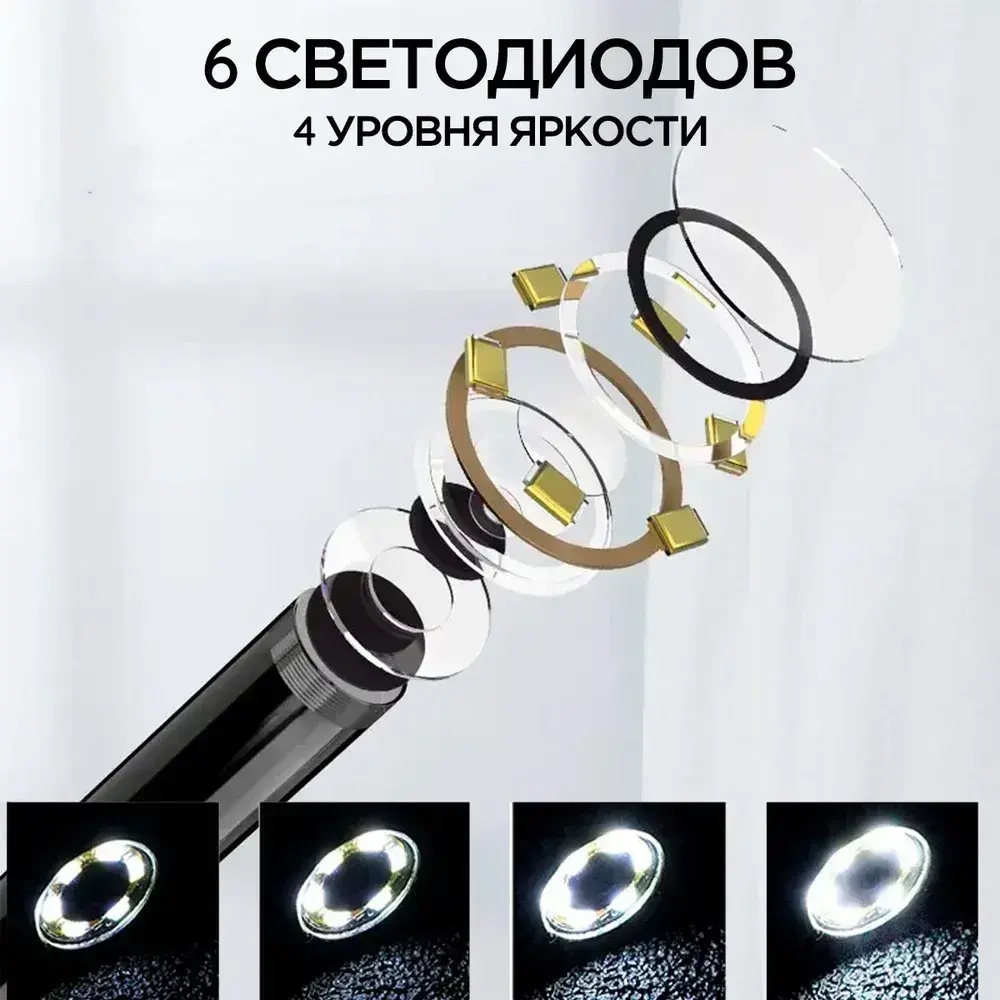 Эндоскоп для смартфона автомобильный водонепроницаемый, жесткий провод, 5,5 мм камера, видеокамера с подсветкой USB для смартфона Android, MAC, для PC,Type-C 2 метра