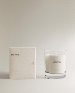Zara Home Свеча ароматическая White Jasmine 200 г, растительный воск, аромат цветочный, Розовый