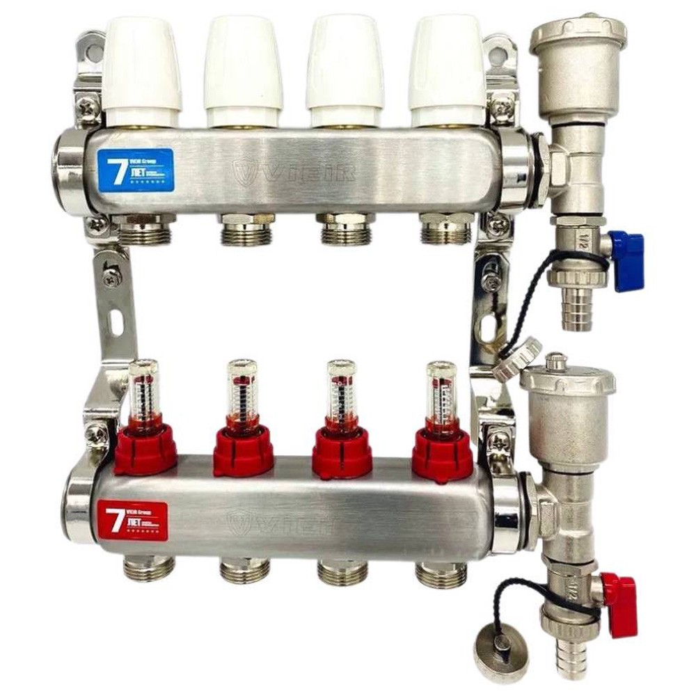 Группа коллект. VIEIR 1х4х3/4" с расходомер, дренаж. кр, воздухоотвод., нерж. сталь VR113-04A
