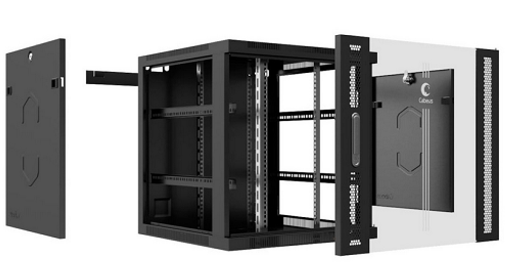 Шкаф настенный 19", 9U Cabeus SH-05F-9U60/60-BK
