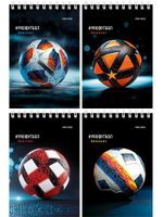 Блокнот А6 40 листов, клетка "Разные футбольные мячи-5" на гребне, ассорти (Проф-Пресс)