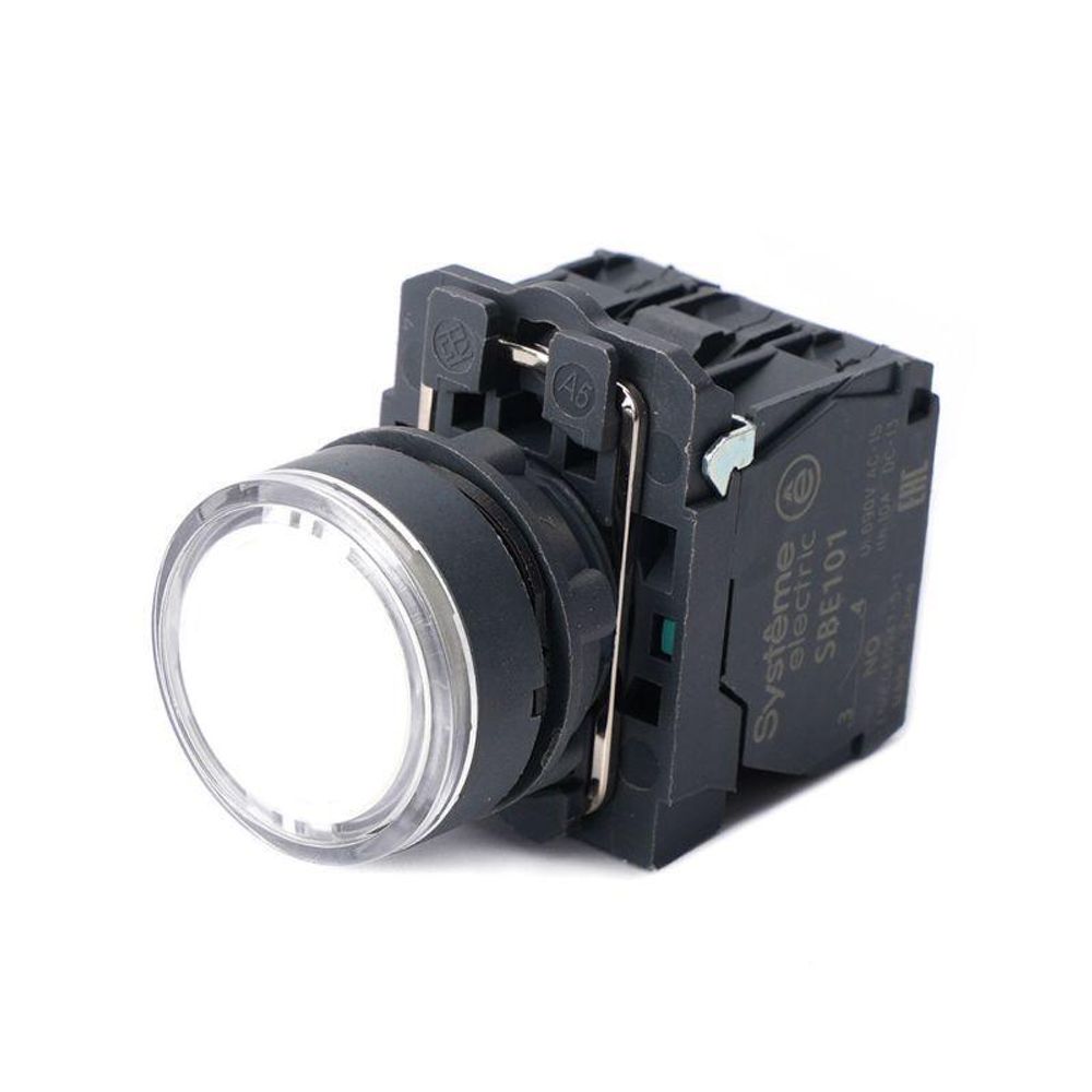 Кнопка модульная SB5 с подсветкой в сборе 22мм пластик 230-240ВAC 1НО+1НЗ бел. SE SB5AW31M5 Кнопка модульная SB5 с подсветкой в сборе 22мм пластик 230-240ВAC 1НО+1НЗ бел. SE SB5AW31M5