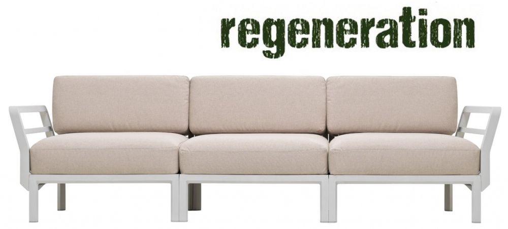 Диван пластиковый с подушками Nardi Maximo 3, гипс, жемчуг