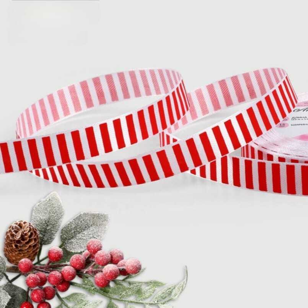 Атласная лента новогодняя 15 мм